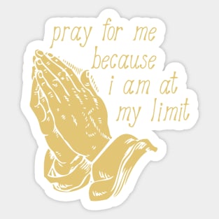 Pray For Me Because I Am At My Limit Sticker